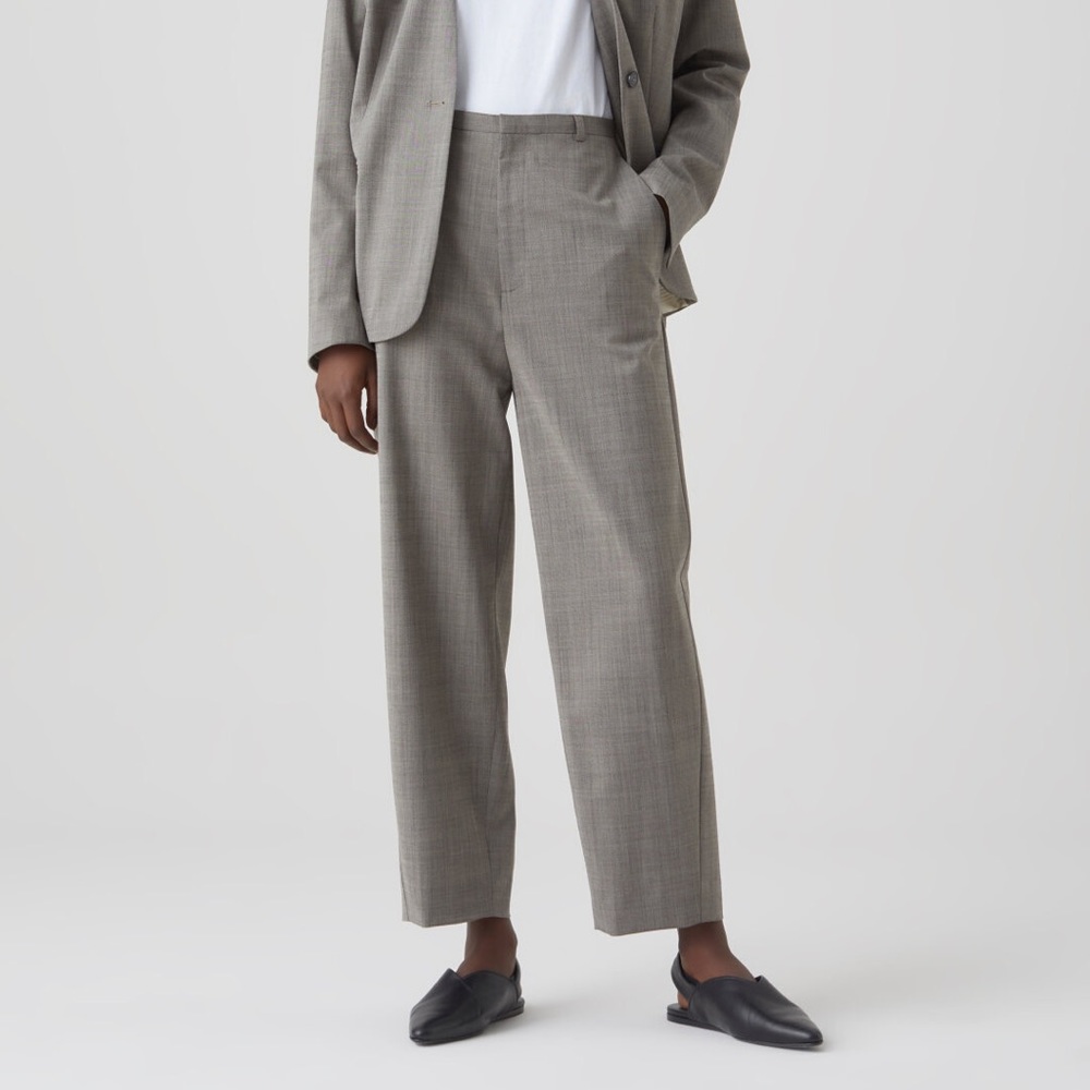 Vintage pure wool houndstooth slacks trousers gray crop modern minimalist.